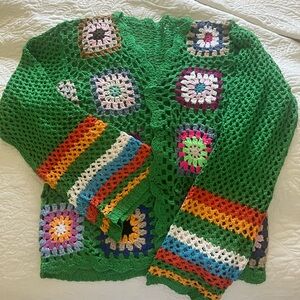 Crochet Cardigan Sweater Beachy Cottage Core NWOT size: Medium (8-10)
